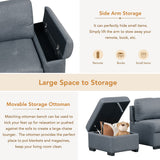 L-Shape Corner Sleeper Sectional Sofa Couch with Storage Ottoman and Hidden Arm Storage and USB Charge