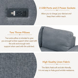 L-Shape Corner Sleeper Sectional Sofa Couch with Storage Ottoman and Hidden Arm Storage and USB Charge