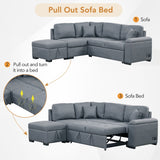 L-Shape Corner Sleeper Sectional Sofa Couch with Storage Ottoman and Hidden Arm Storage and USB Charge