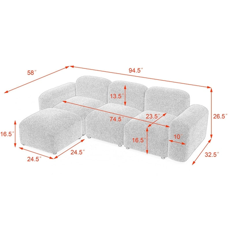 L-Shape Modular Sectional Sofa for Small Space