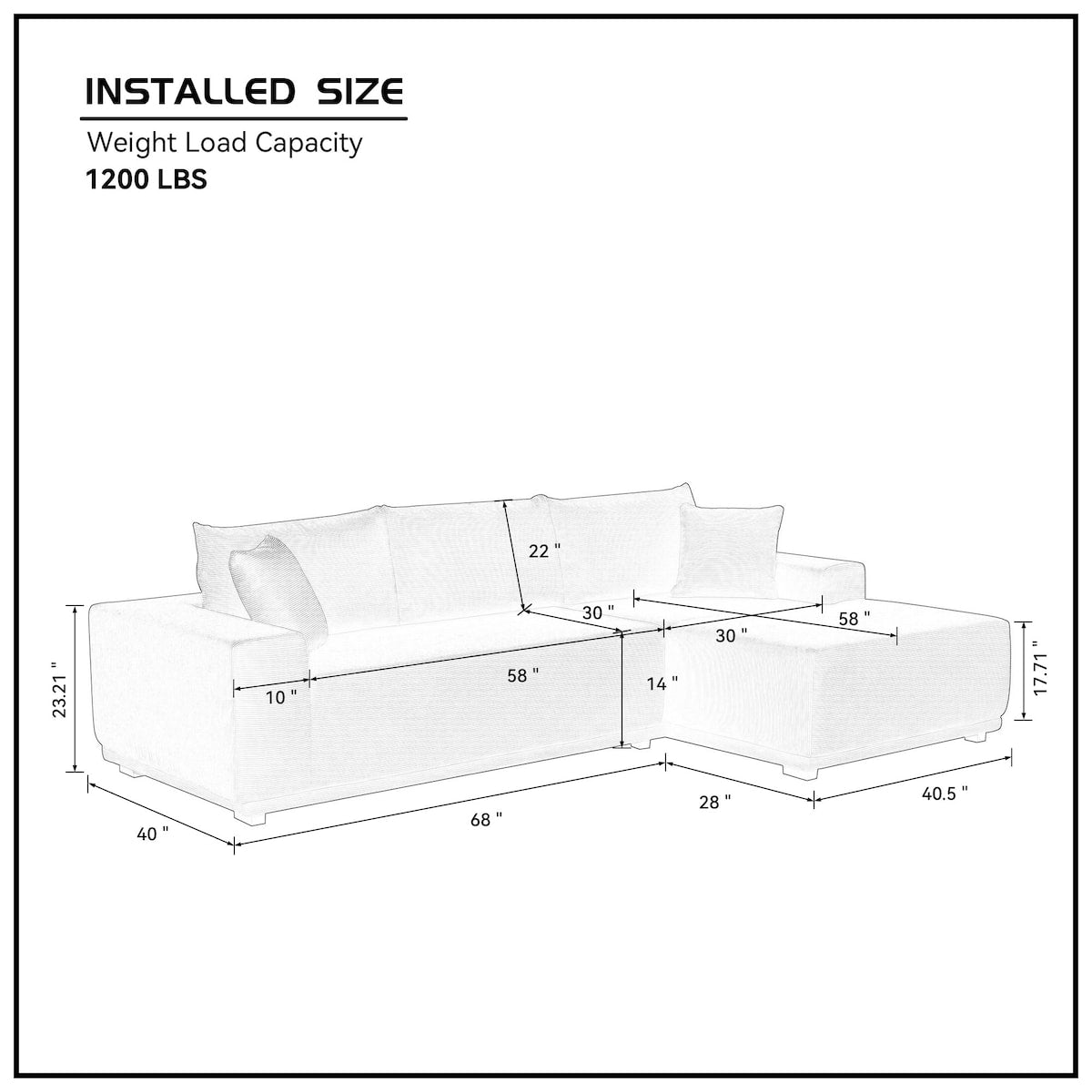 L Shape Sectional Sofa Couches Modular Sectional Living Room Sofa Set Upholstered Sleeper Sofa, Gray