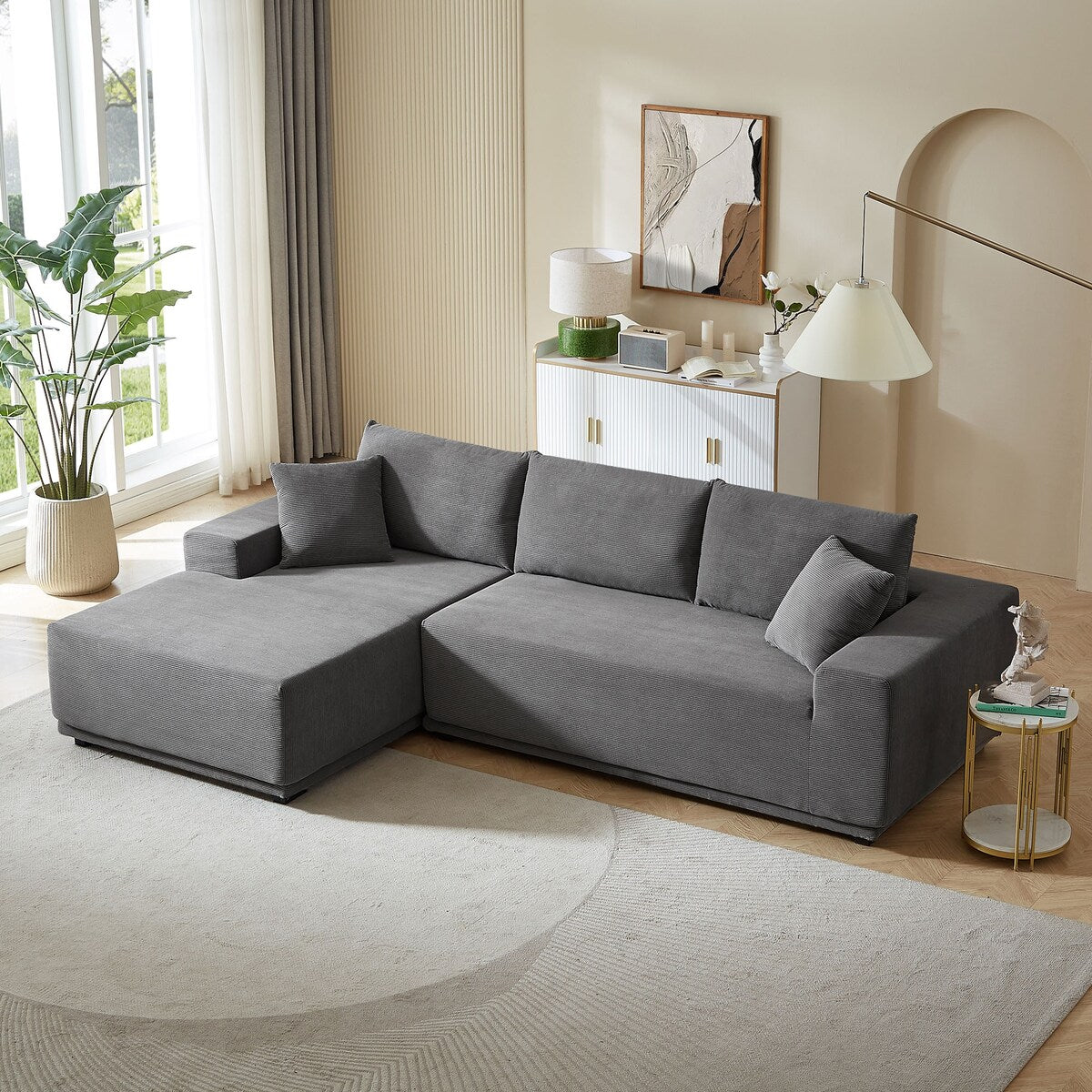 L Shape Sectional Sofa Couches Modular Sectional Living Room Sofa Set Upholstered Sleeper Sofa, Gray