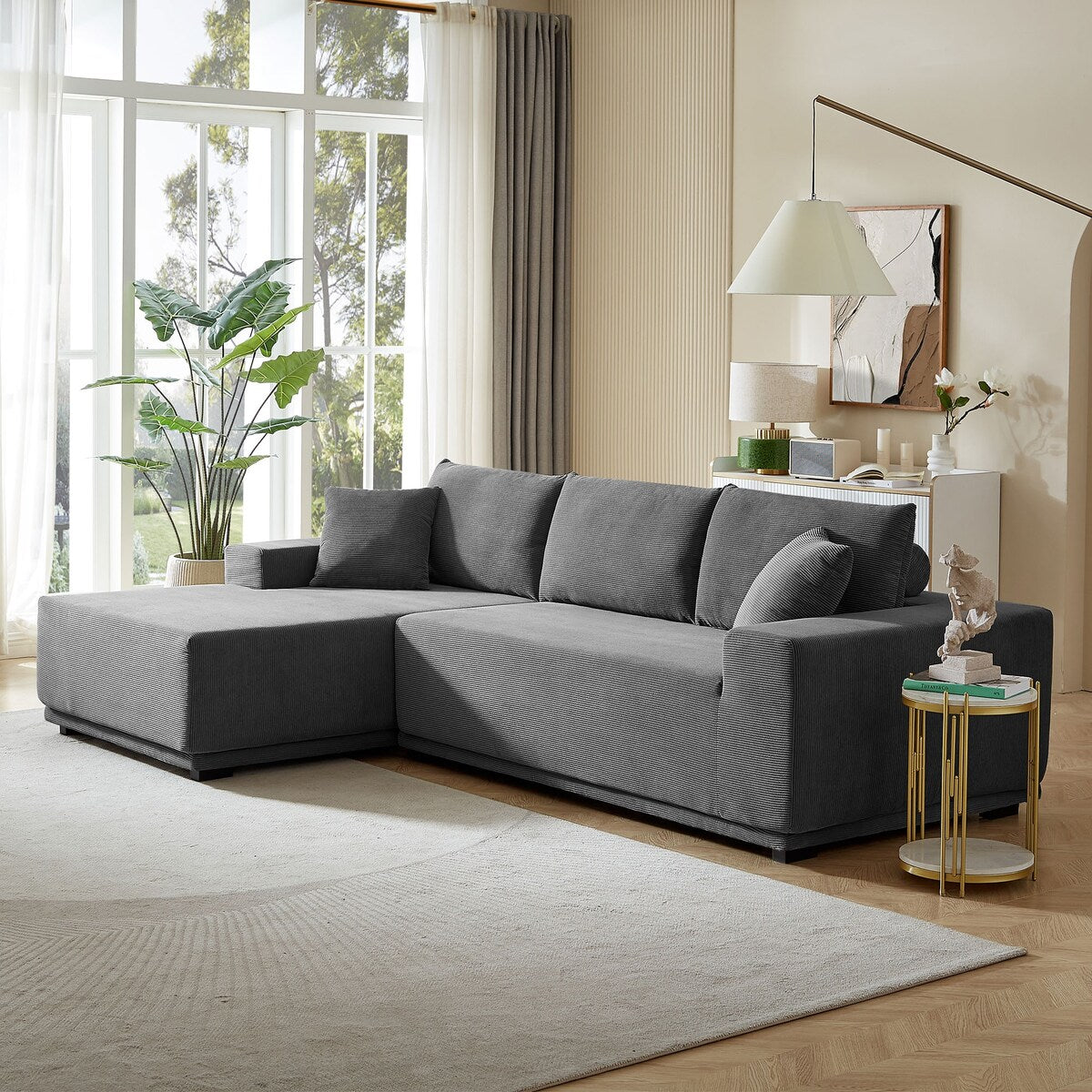 L Shape Sectional Sofa Couches Modular Sectional Living Room Sofa Set Upholstered Sleeper Sofa, Gray