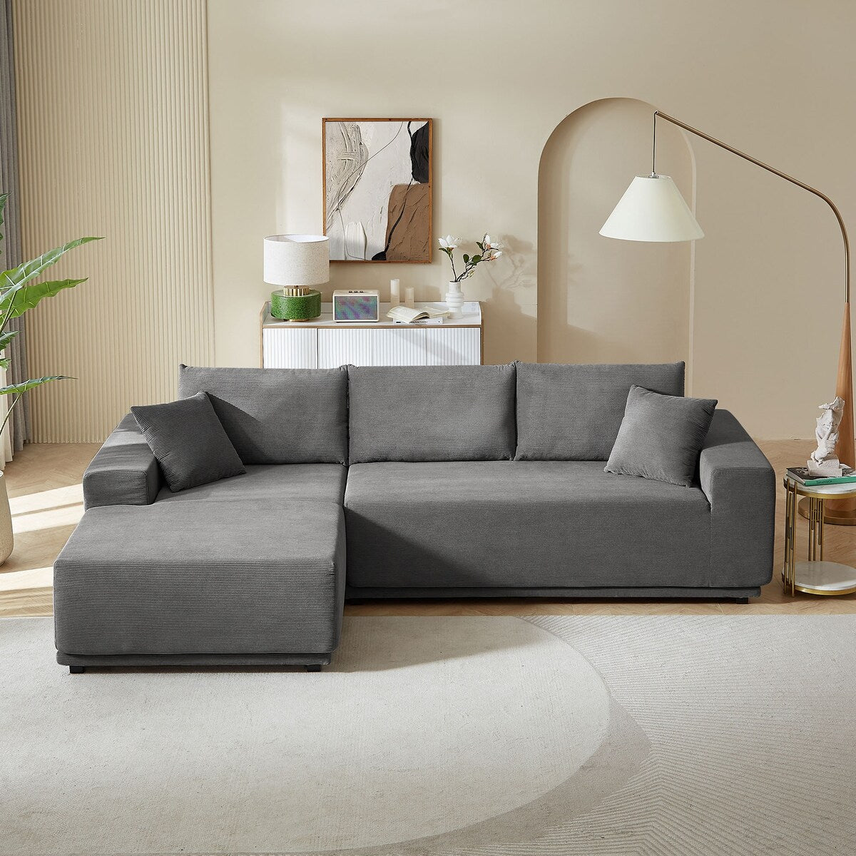 L Shape Sectional Sofa Couches Modular Sectional Living Room Sofa Set Upholstered Sleeper Sofa, Gray