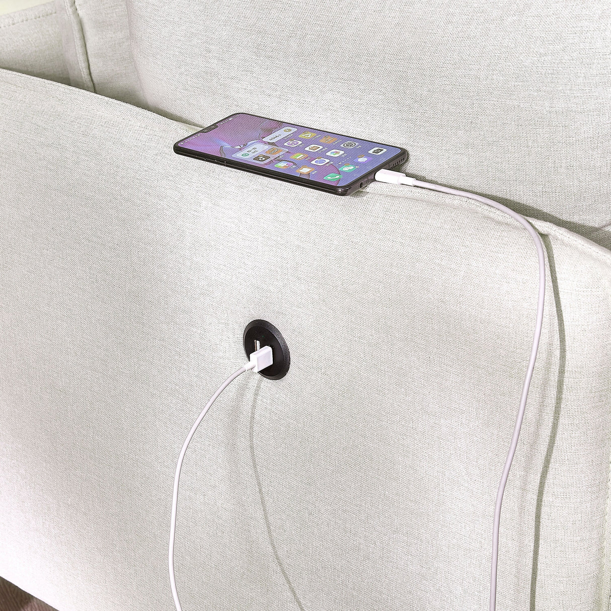 L Shape Sectional Sofa, Sectional Couch with USB Charging Socket
