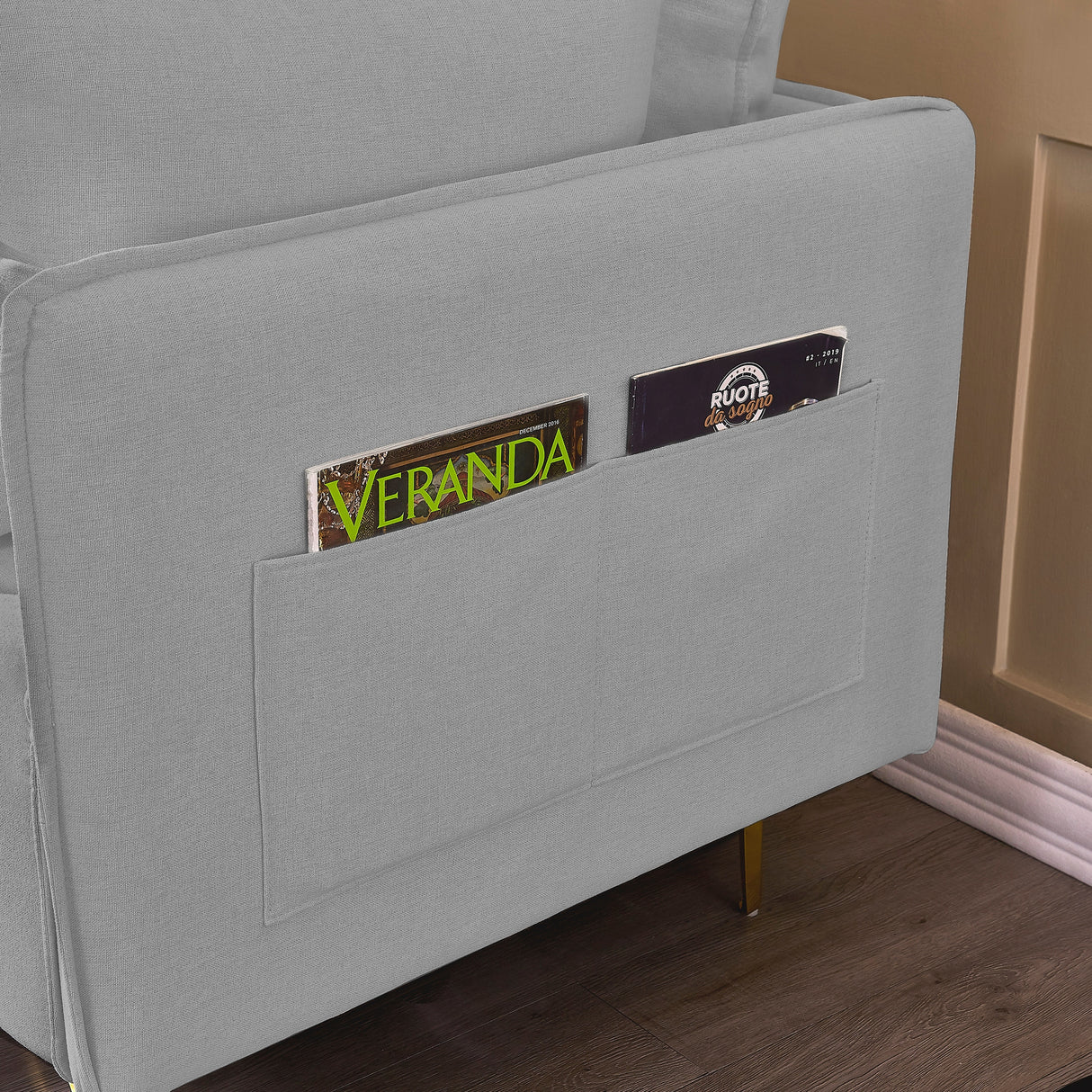 L Shape Sectional Sofa, Sectional Couch with USB Charging Socket