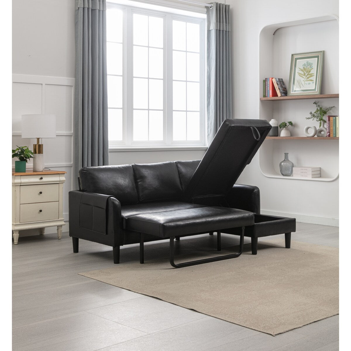 L-Shape Sectional Sofas, Reversible Sleeper Sofas with Storage Chaise
