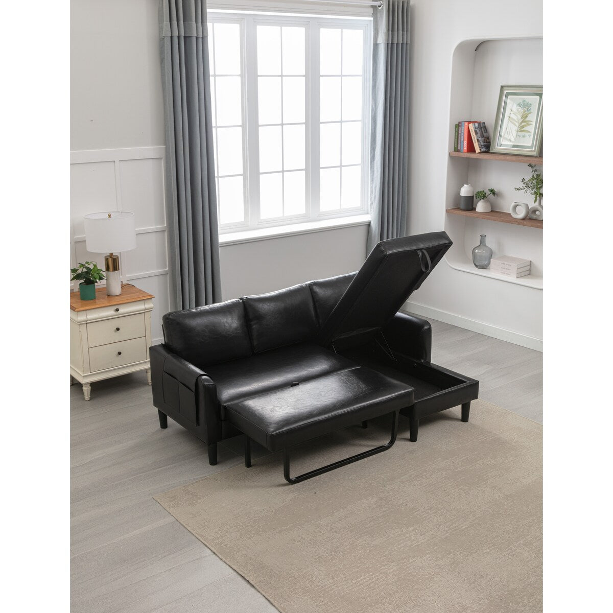 L-Shape Sectional Sofas, Reversible Sleeper Sofas with Storage Chaise