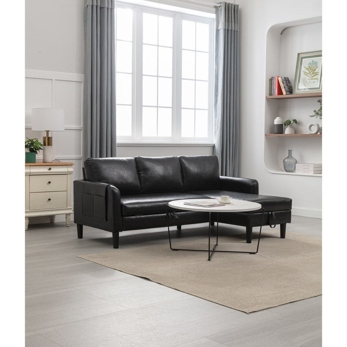 L-Shape Sectional Sofas, Reversible Sleeper Sofas with Storage Chaise