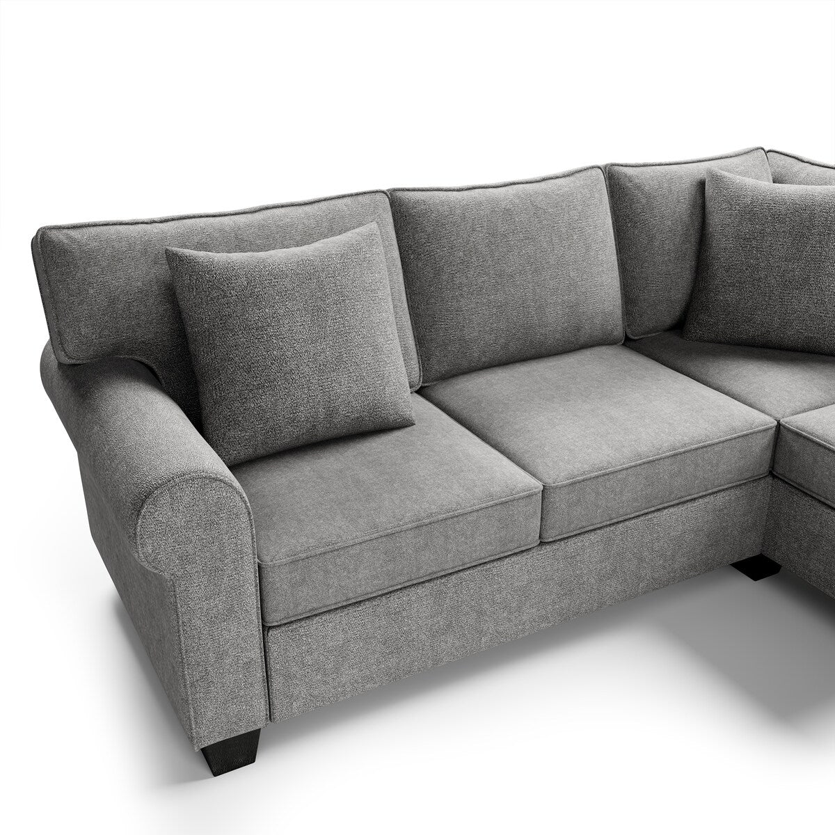U-Shape Sofa Upholstered Rolled Arm Classic Sectional Sofa 3 pcs Chenille Sectional ,3 Pillows Include