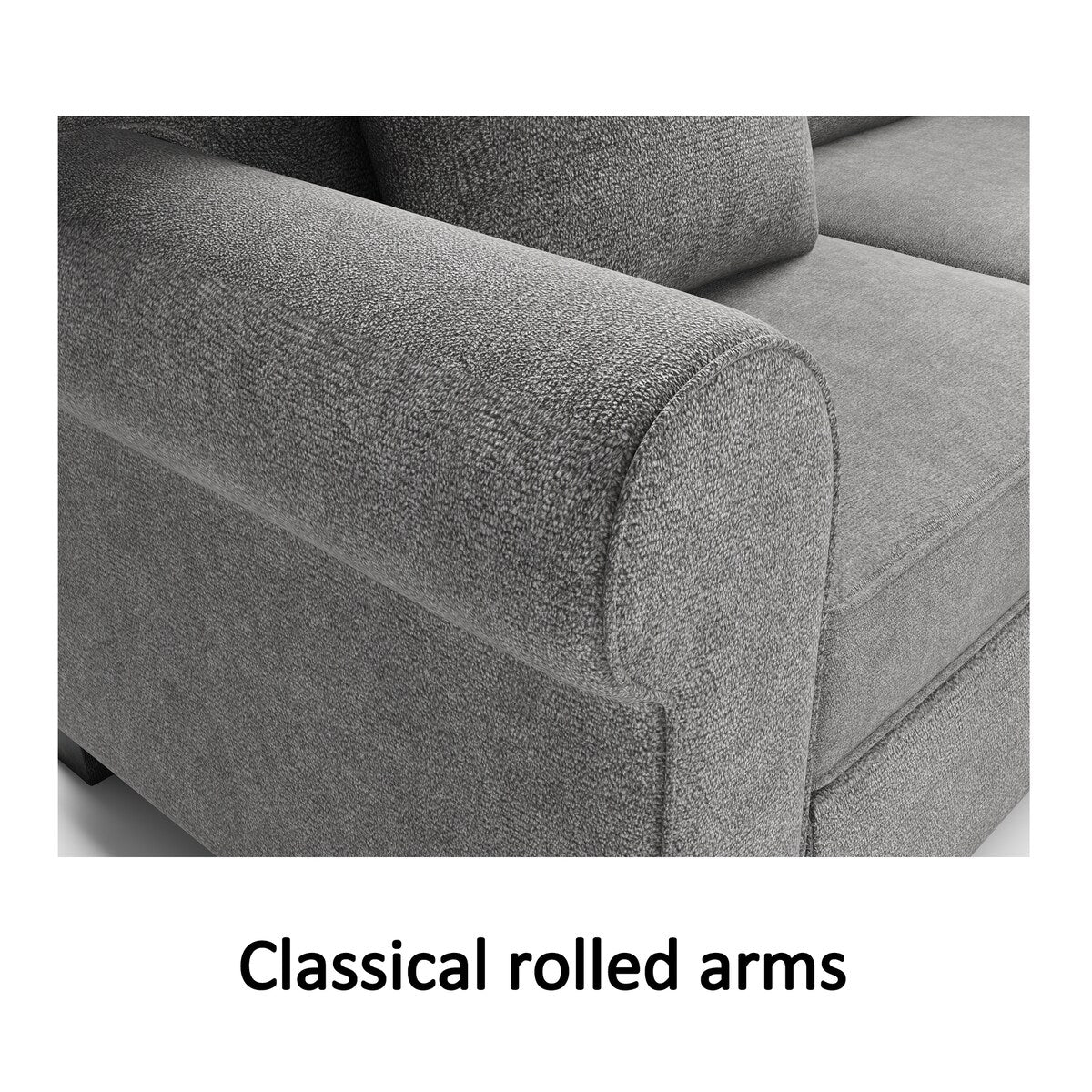 U-Shape Sofa Upholstered Rolled Arm Classic Sectional Sofa 3 pcs Chenille Sectional ,3 Pillows Include