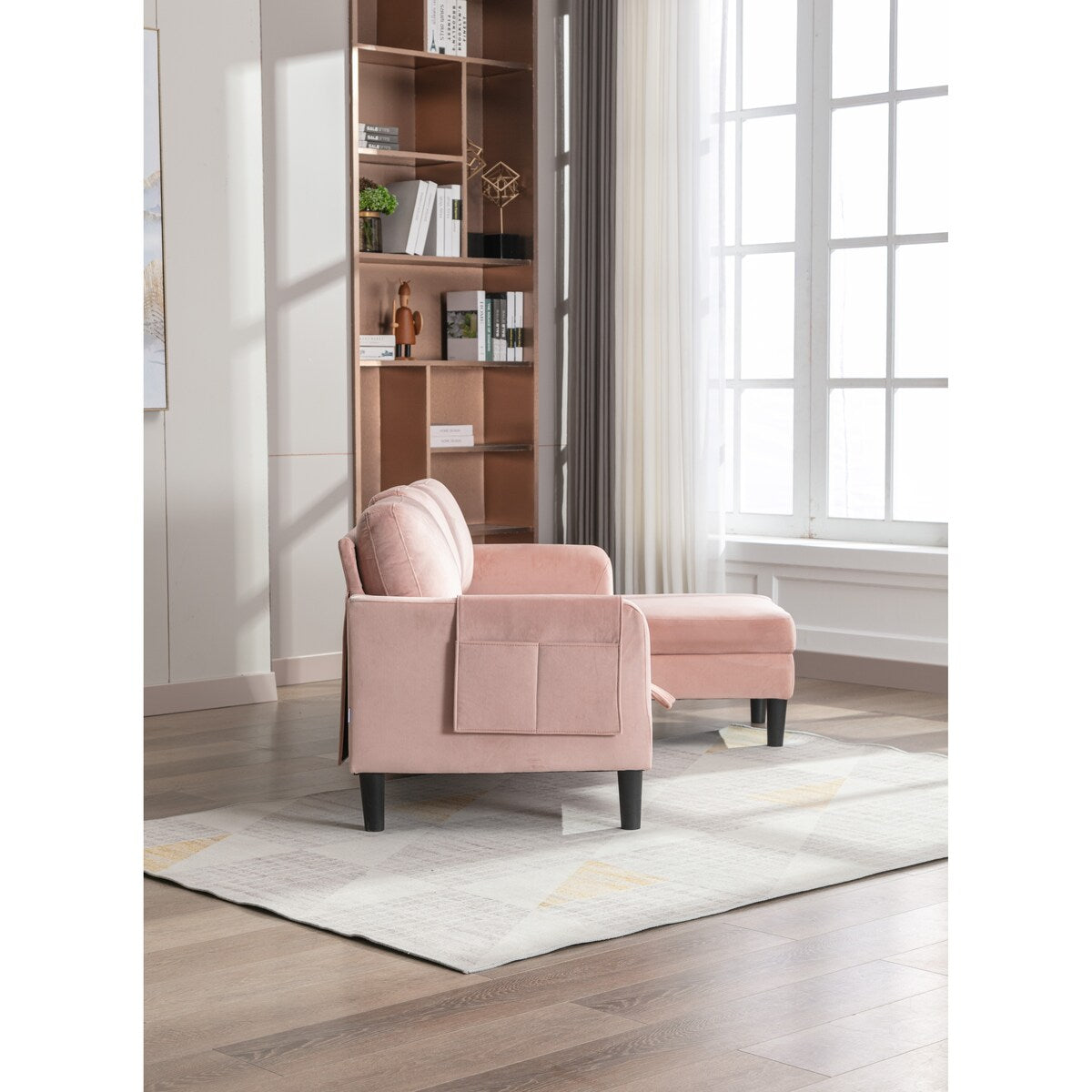 L-Shape Velvet Sectional Sofas, Reversible Sleeper Sofas with Storage Chaise