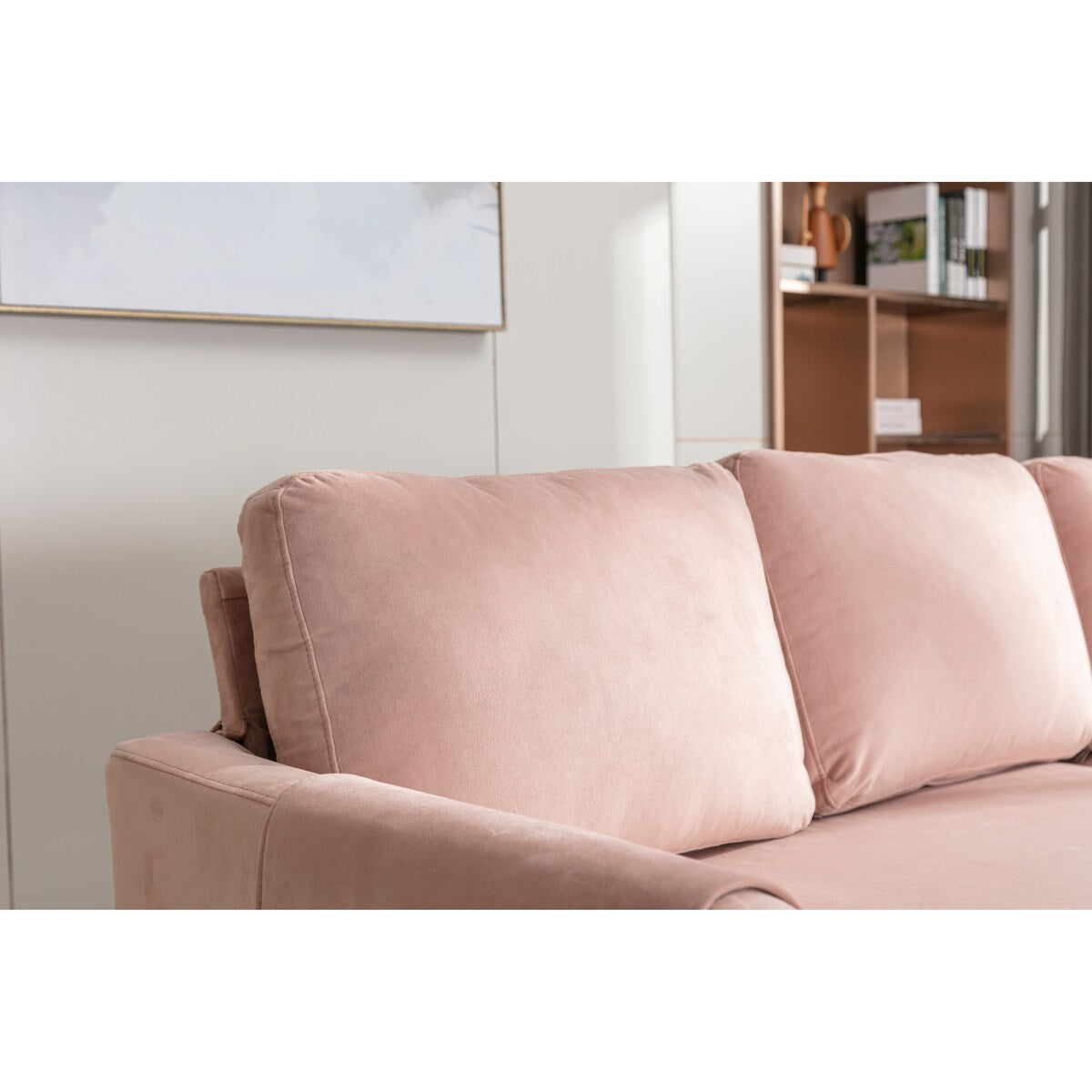 L-Shape Velvet Sectional Sofas, Reversible Sleeper Sofas with Storage Chaise