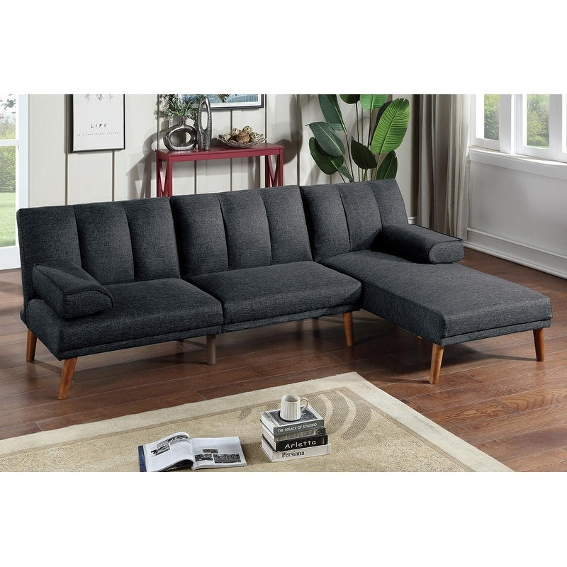 L-Shaped 3-Seat Polyester Blend Sectional Sofa with Solid Wood Legs and Adjustable Sofa Lounge