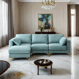 L Shaped 3-Seat Sectional Sofa Couch, Turquoise
