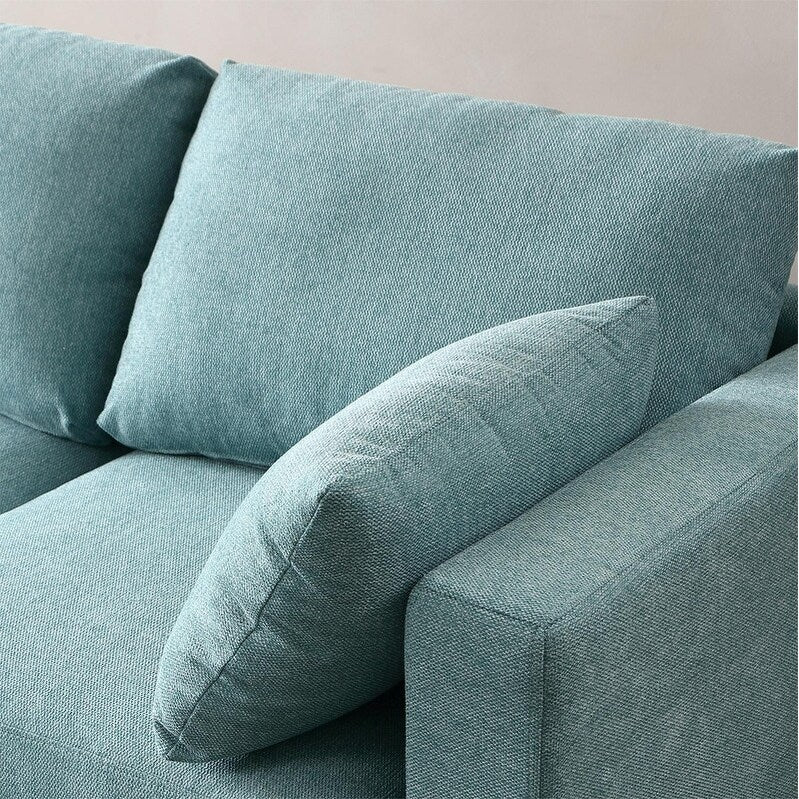 L Shaped 3-Seat Sectional Sofa Couch, Turquoise