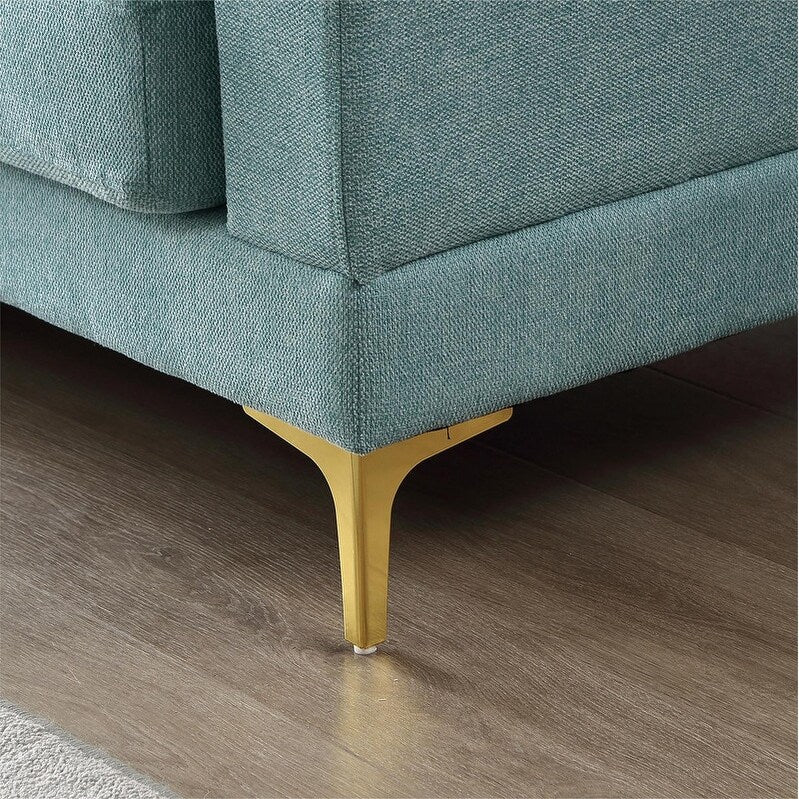 L Shaped 3-Seat Sectional Sofa Couch, Turquoise