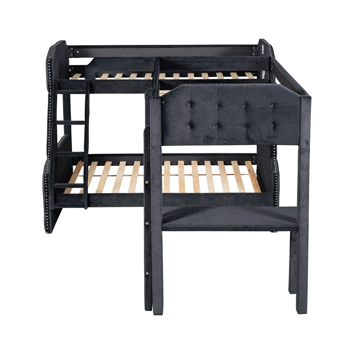L-Shaped Bunk Bed and Loft Bed with Desk