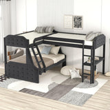 L-Shaped Bunk Bed and Loft Bed with Desk