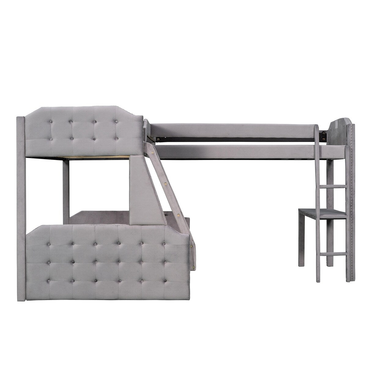 L-Shaped Bunk Bed and Loft Bed with Desk