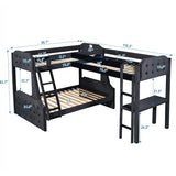L-Shaped Bunk Bed and Loft Bed with Desk