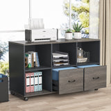 L-Shaped Computer Desk, 55 inches Executive Desk with lateral File Cabinet