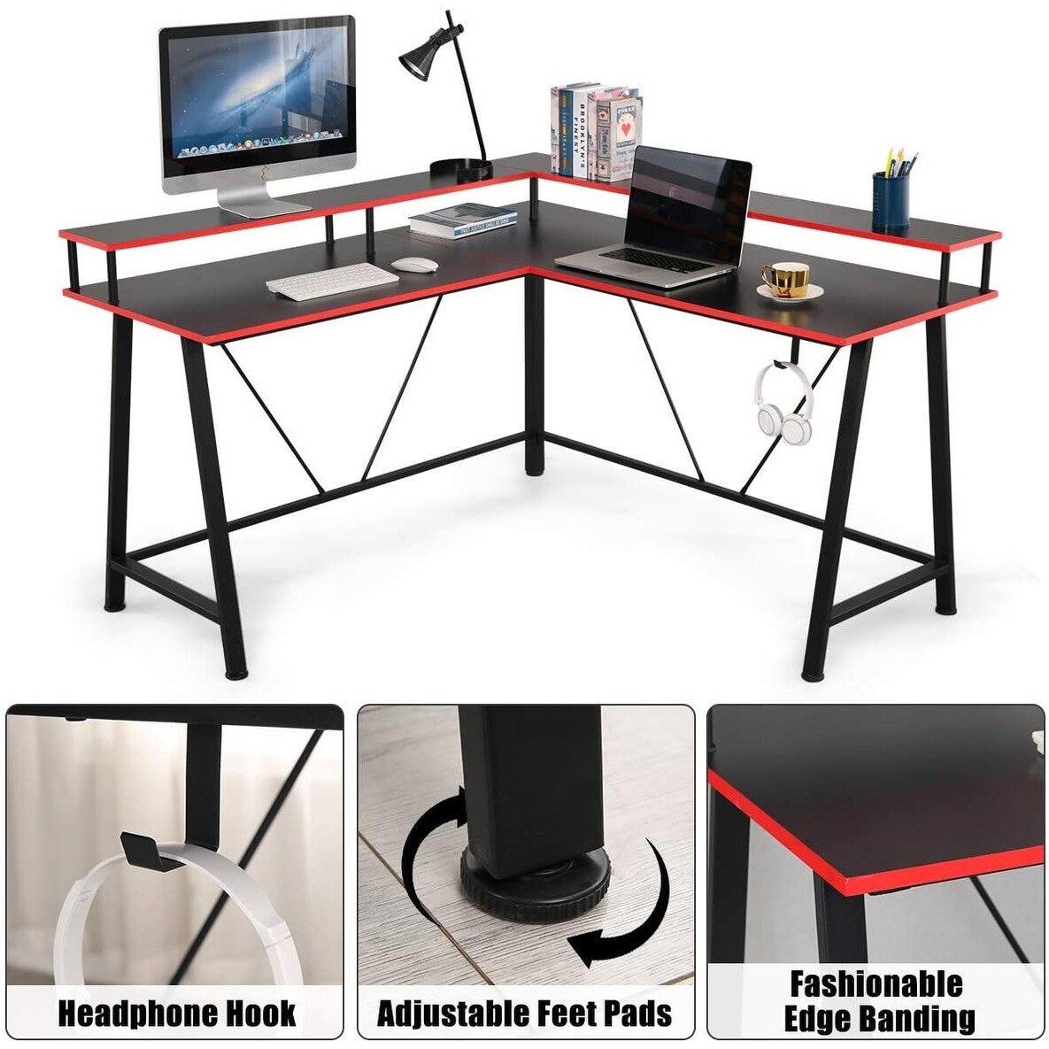 EROMMY L Shaped Computer Desk, 57 inch Gaming Desk