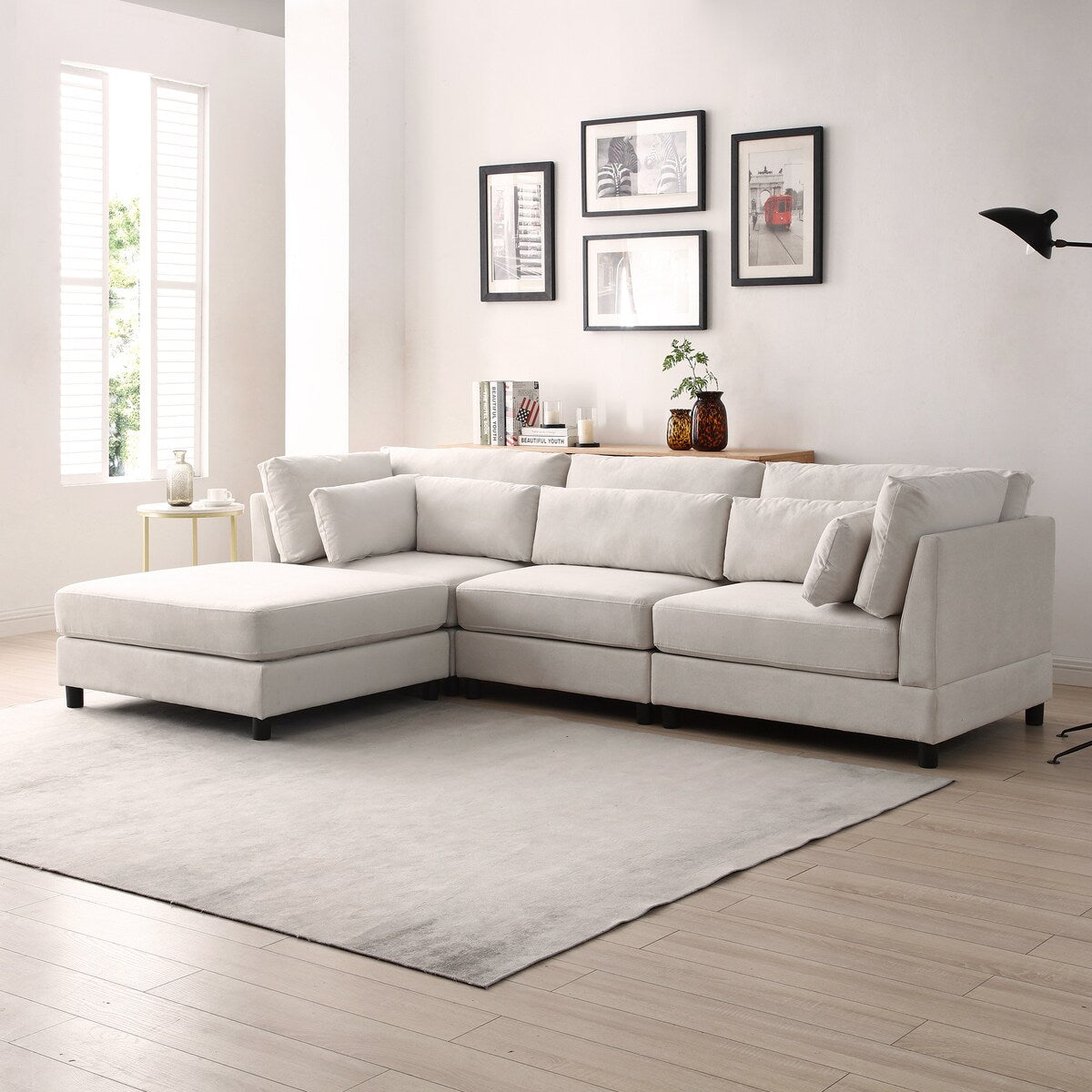 L-Shaped Convertible Sectional Sofa Couch with Movable Storage Ottoman Chaise, Free Combination Sofa - L Shape