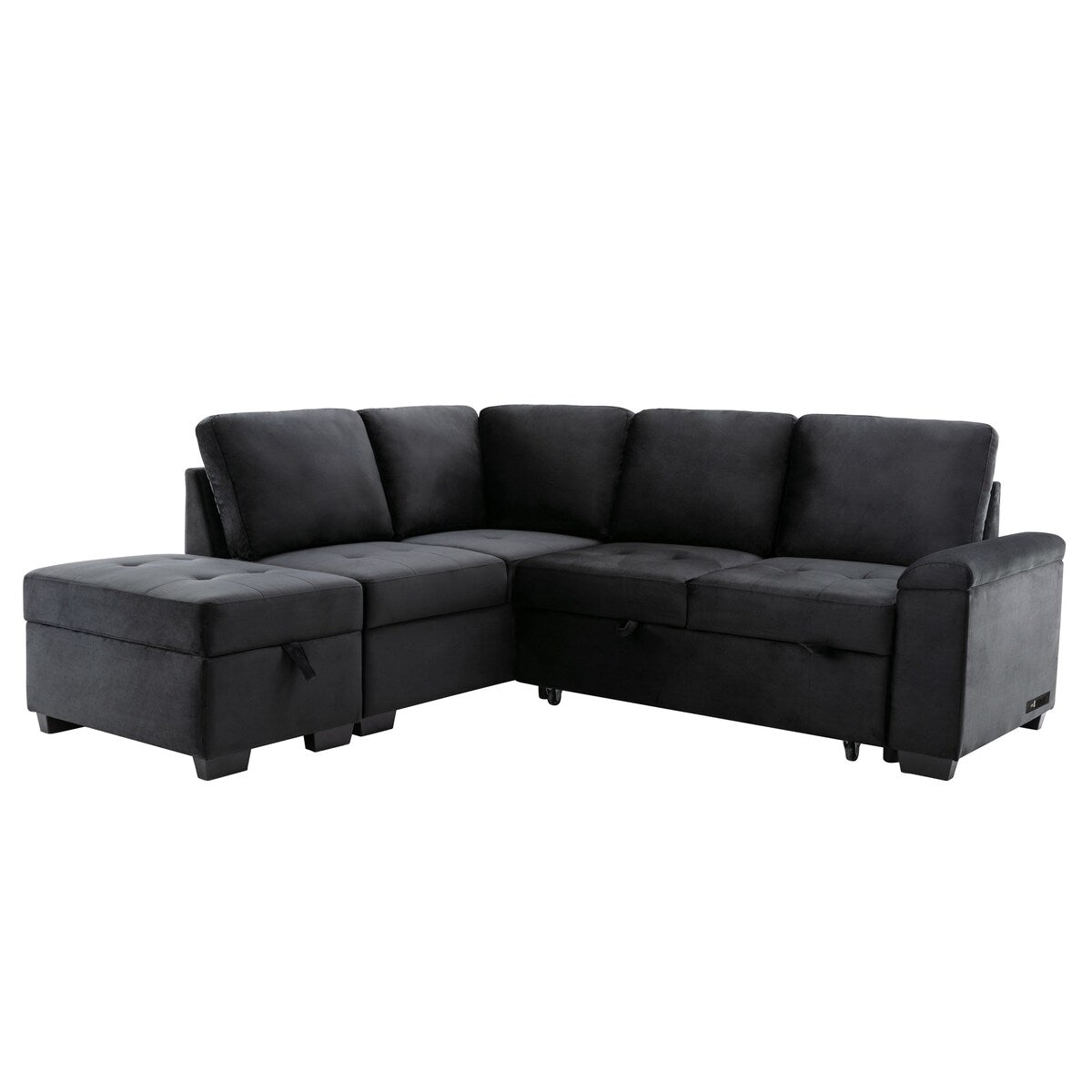 L-Shaped Corner Sectional Sofa Bed with Storage and USB Charging