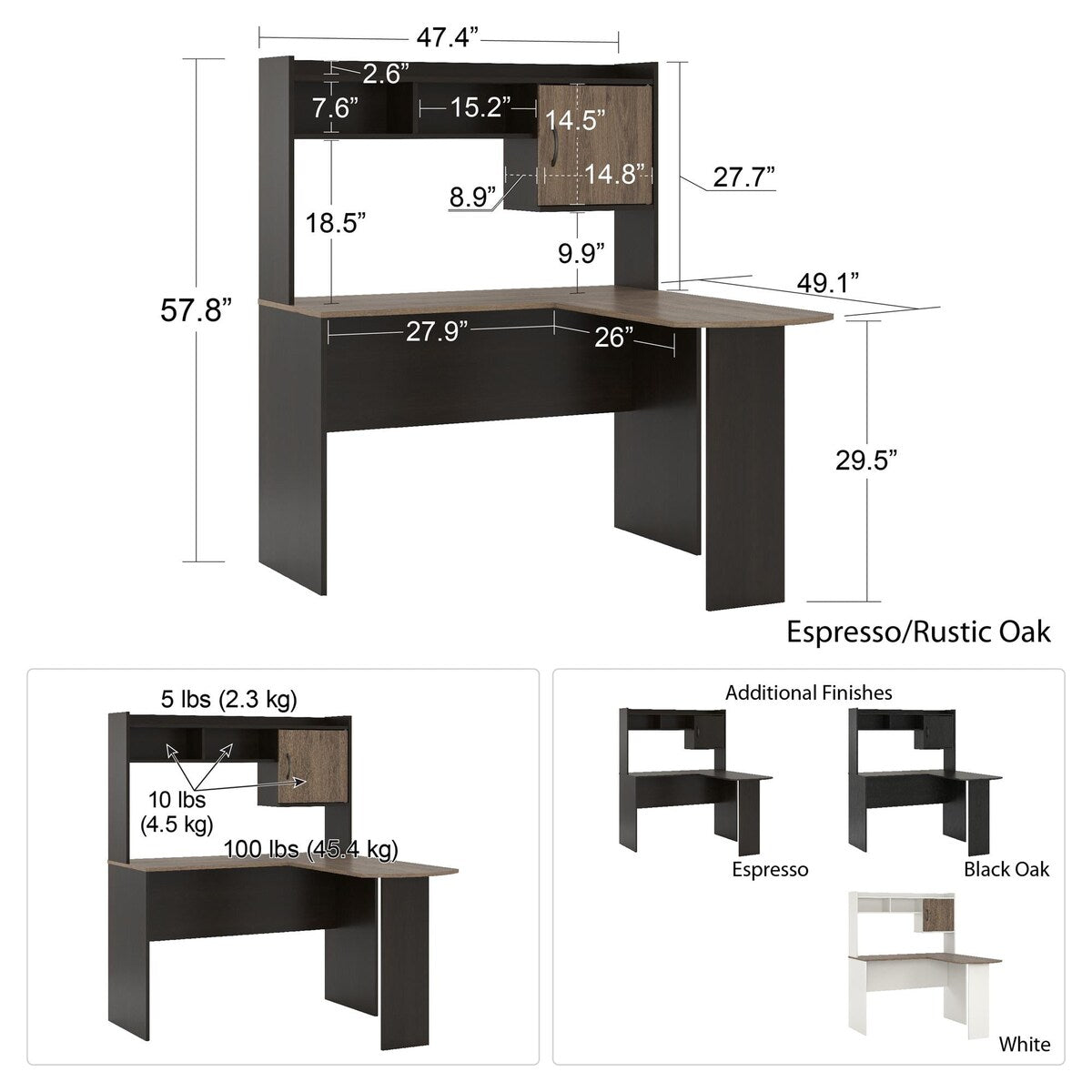 L-Shaped Desk with Hutch