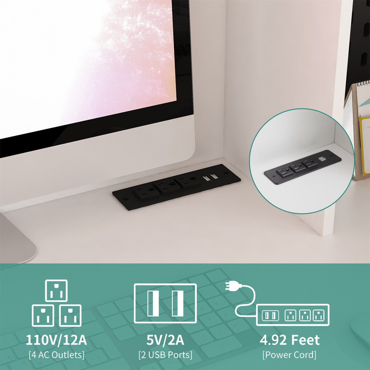 L Shaped Desk with outlet