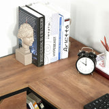 L-Shaped Home Offie Computer Desk with Storage Shelves and Steel Frame