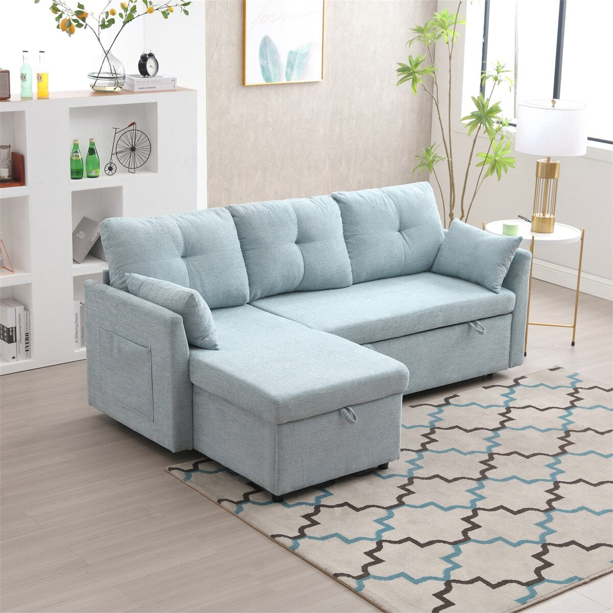 L-Shaped Modular Sectional Sofa with Reversible Chaise and Storage