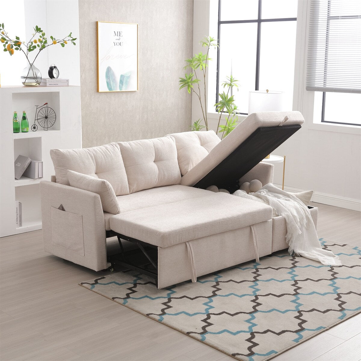 L-Shaped Modular Sectional Sofa with Reversible Chaise and Storage
