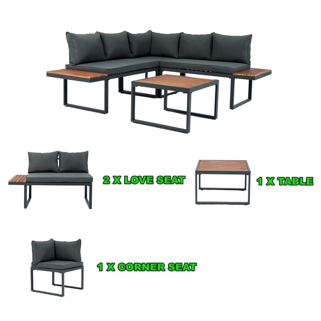 L-Shaped Outdoor 5-Seater Sectional Sofa Seating Group - 25.59*63.98*27.95