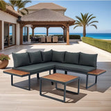 L-Shaped Outdoor 5-Seater Sectional Sofa Seating Group - 25.59*63.98*27.95