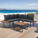 L-Shaped Outdoor 5-Seater Sectional Sofa Seating Group - 25.59*63.98*27.95
