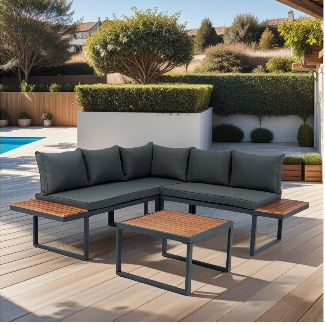 L-Shaped Outdoor 5-Seater Sectional Sofa Seating Group - 25.59*63.98*27.95