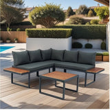 L-Shaped Outdoor 5-Seater Sectional Sofa Seating Group - 25.59*63.98*27.95