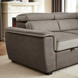 L Shaped Sectional Sofa with Pull Out Bed and Storage Compartment