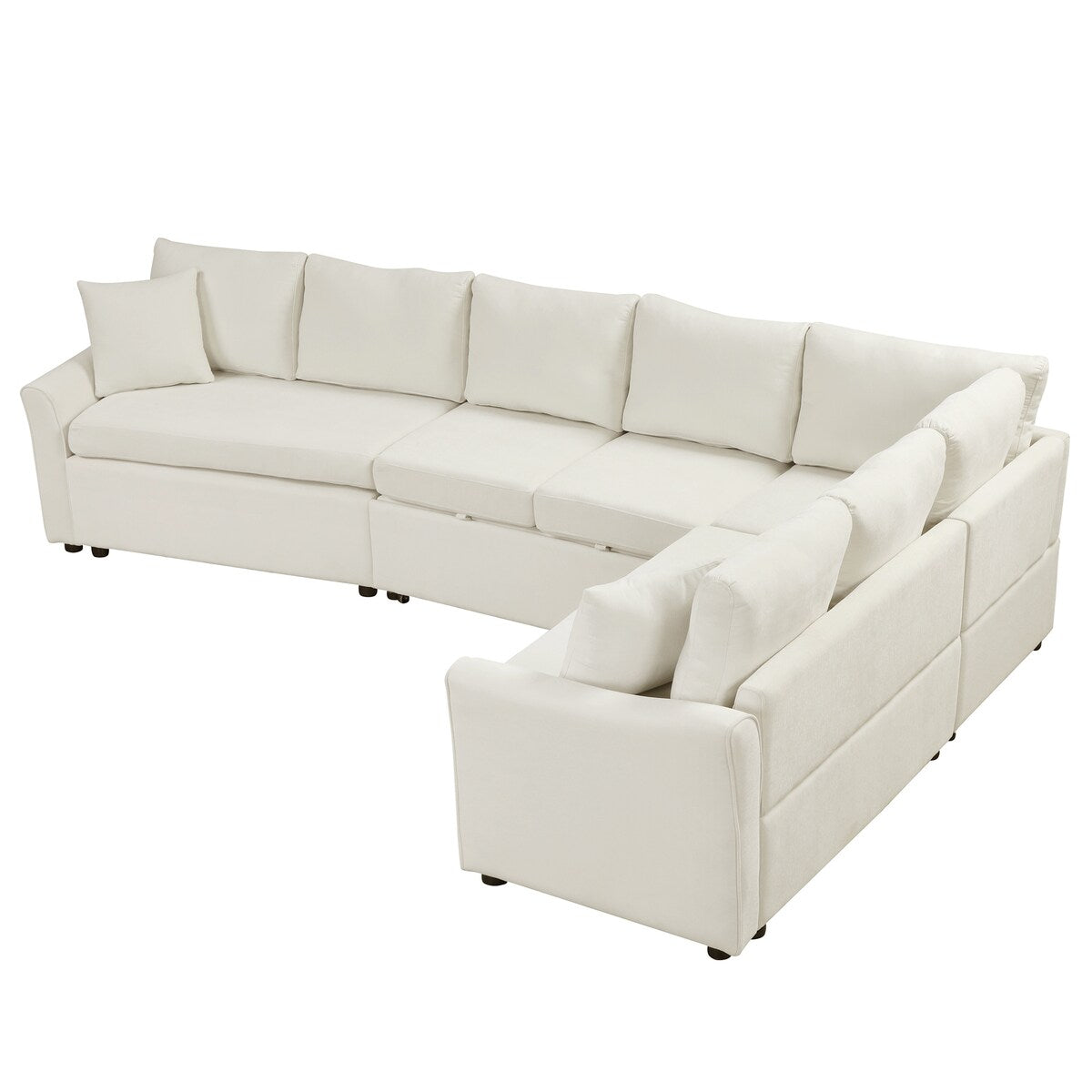 L-Shaped Sleeper Pull Out Sofa with 2 Pillows, 2 USB Ports and 2 Power Sockets