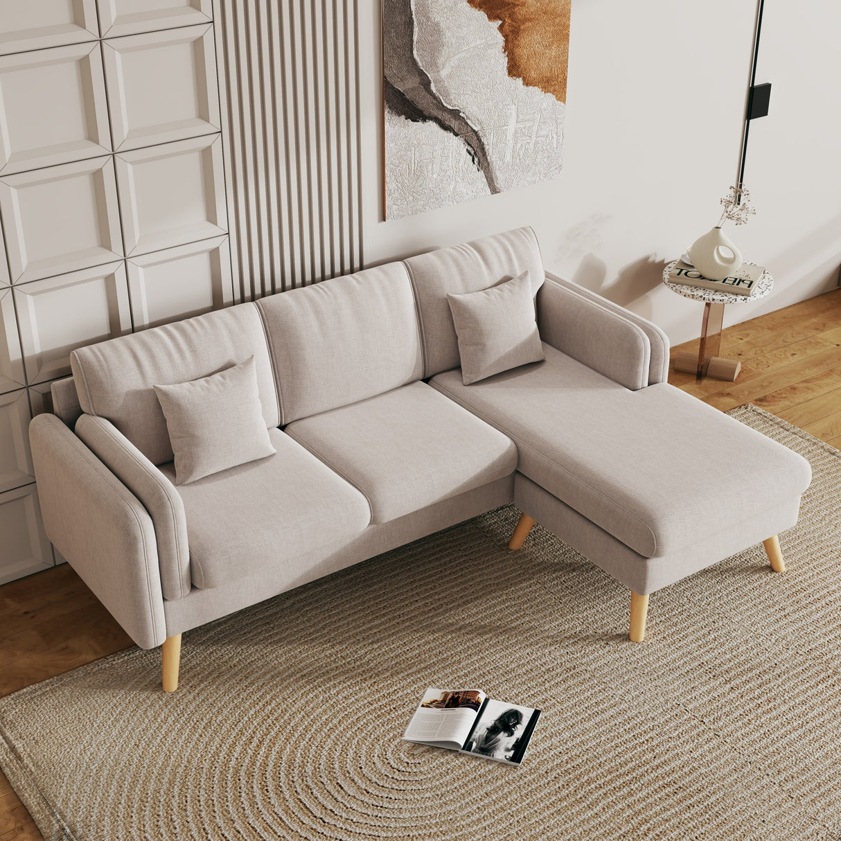 Interchangeable L-Shaped Sofa with Footrests and Double Armrests - 58.30 x 84.60 x 34.60