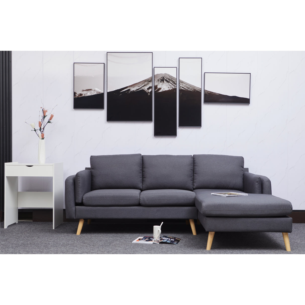 Interchangeable L-Shaped Sofa with Footrests and Double Armrests - 58.30 x 84.60 x 34.60