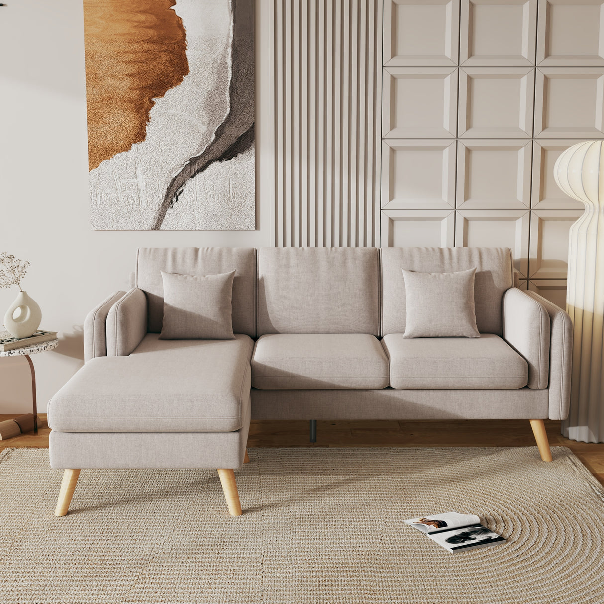 Interchangeable L-Shaped Sofa with Footrests and Double Armrests - 58.30 x 84.60 x 34.60