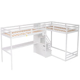 L-Shaped Twin Size Bunk Bed and Loft Bed with Desk