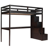 L-Shaped Twin Size Bunk Bed and Loft Bed with Desk