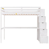 L-Shaped Twin Size Bunk Bed and Loft Bed with Desk