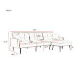 L-Shaped Velvet Upholstered Sofa Reversible Livingroom Sectional Sofa Set Tufted Cushion Sleeper Sofa Bed with Movable Ottoman