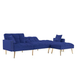 L-Shaped Velvet Upholstered Sofa Reversible Livingroom Sectional Sofa Set Tufted Cushion Sleeper Sofa Bed with Movable Ottoman