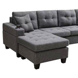 L-shape 96" Sectional Sofa Convertible Corner Sofa Couch Chaise